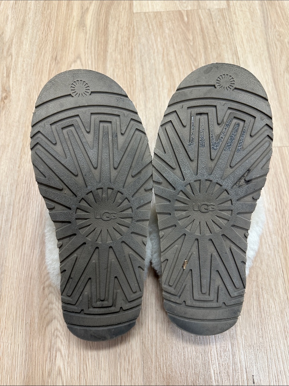 UGG Chestnut Suede Slip-On Slippers with Cream Shearling - Picture 2 of 3